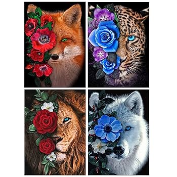 Amazon.co.jp: 4枚セット ダイヤモンドアート 花 30x40cm